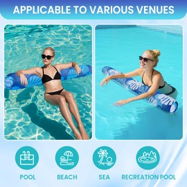 2 Pack Inflatable Swimming Pool Noodles Jumbo, Quick Drying Soft Fabric Covered Pool Noodle Jumbo with Portable Storage Bag, Premium Buoyancy for Summer Swim Pools Party