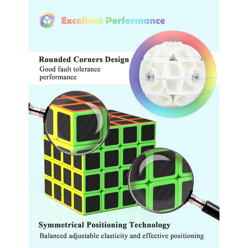 ROXENDA Rubik's Cube Carbon Fibre Speed Cube Super Durable Sticker
