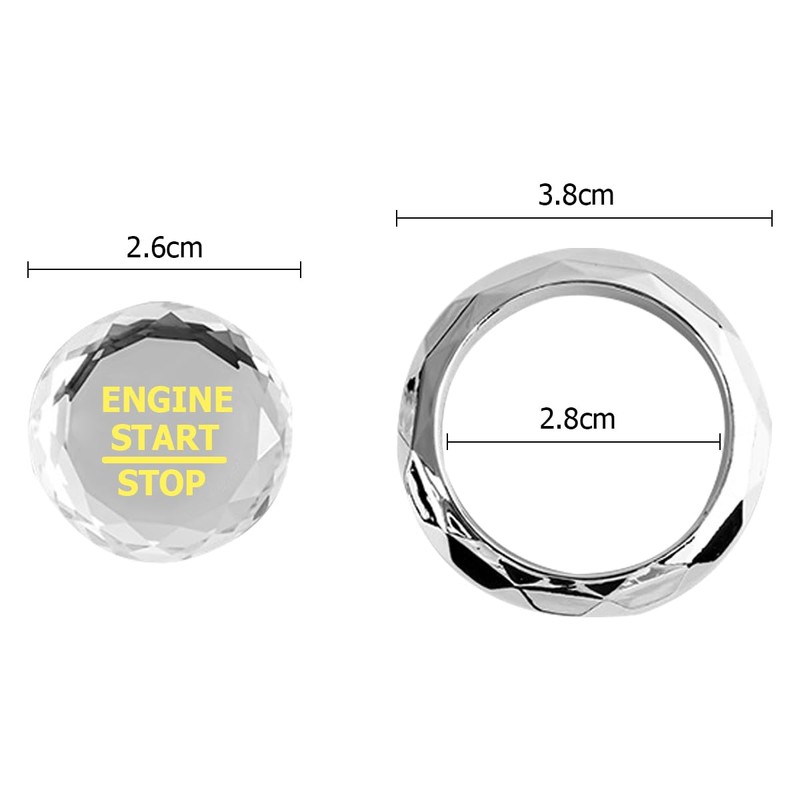 CGEAMDY Engine Start Button Cover, Diamond Car Engine Start Stop