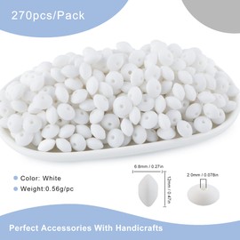 HHCFAST 270Pcs Lentil Silicone Beads for Pens, 12mm Silicone Spacer Beads for Keychain Making(White)