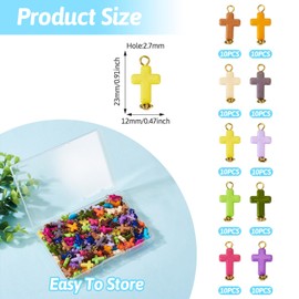 Beadthoven 100pcs Acrylic Cross Pendants 10 Colors Jesus Cross Charms Colorful Crucifix Dangle Charms Opaque Plastic Cross Charms for Jewelry Making Bracelet Necklace Earrings DIY Crafts Supplies