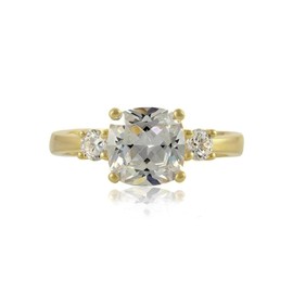 WOMENS Diamond Cubic Zirconia (CZ) Engagement Ring - Replica Duchess Meghan Markle Ring - 925 Sterling Silver With Yellow Gold Plating - Size P