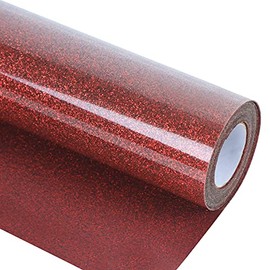 guangyintong Glitter Heat Transfer Vinyl Roll for T-Shirts HTV 12”X 8ft Iron on Transfer (Glitter Red)