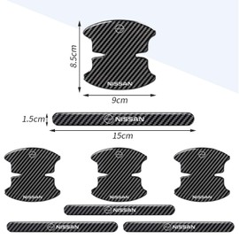 BLOOPIC Nissan Door Handle Protector (Set of 8) Carbon Fiber Door Protector Anti-Scratch Protective Film Seal Sticker Fits Nissan Patrol ARIYA TIIDA X-Trail Rogue Accessories Car Exterior Parts