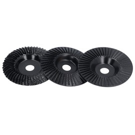 3PCS Wood Grinding Wheel for Angle Grinder, for 4 or 4 1/2 Inch Angle Grinders with 5/8 Inch Arbor, Wood Carving Tools, Woodworking Angle Grinder Attachment, Carbon Steel, Black