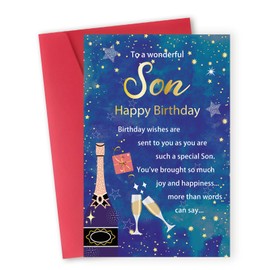 Hongshan Funny Birthday Card for Son Adult,Son Birthday Cards from Dad and Mom,Bday Gifts Idea for Men,Unique Bday Decorations for Him