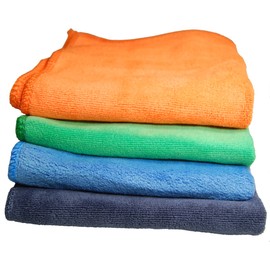 Plush Microfiber Towels/WASHCLOTHS, Ultra Soft Thick (Orange, Green, Blue, Grey)