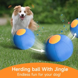 TailWaggers Jingle Herding Ball for Dogs,Durable Cover for Long-Lasting Dog Toys, for Exercise and Entertainment Dogs in Backyard-18in-Upgrade