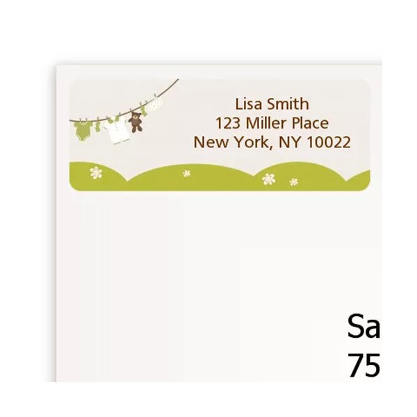 Candles and Favors Clothesline Neutral Shower Personalized Return Address Stickers