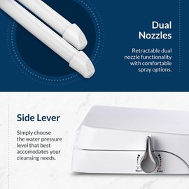 Bio Bidet Slim Zero Non Electric Bidet Toilet Seat Round, Low Profile Seat with Slow Close Lid, Battery Powered Night Light, Dual Nozzles, White