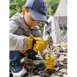 Nuo Wen Kids Genuine Leather Work Gloves, Large, Green