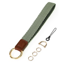 WEESMILE Key Chain, Stretchy Keychain Wristlet, Cute Wrist Lanyard Strap for Car Keys with D Ring for Women Men (Fish - Pine Green)