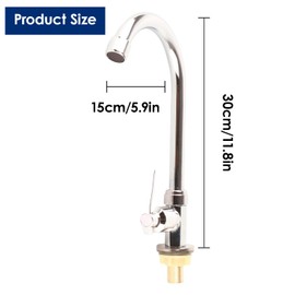 G1/2 Kitchen Faucet Single Cold Vertical Faucet Tap,Cold Only Water Kitchen Fauce Zinc Alloy Material High Arc Cold Water Sink Faucet for Kitchen,Outdoor, Garden