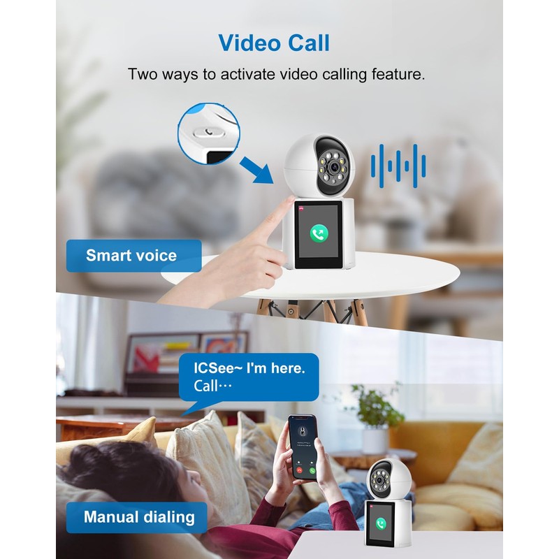 INSEETECH 2K Indoor Video Calling Camera with 2.8" IPS Screen,
