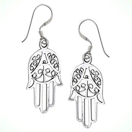 Hand Of God Hamsa Filigree Silver Symbol Fatima Earrings For Women Crystal Fashion Jewelry