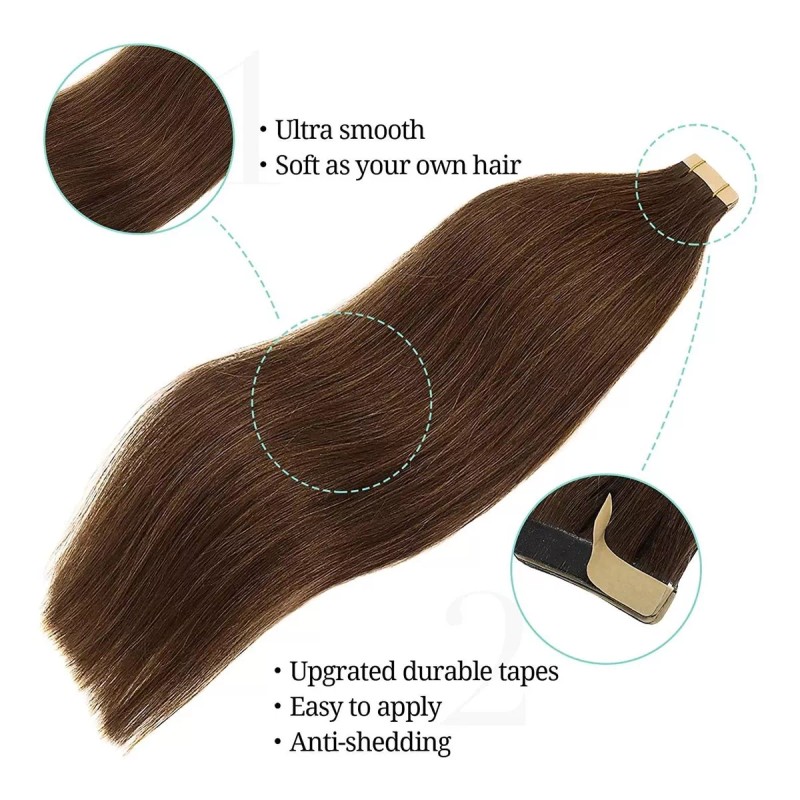 Doores Extensiones De Cabello Humano 100% 10in 30gr Marrón Chocolat