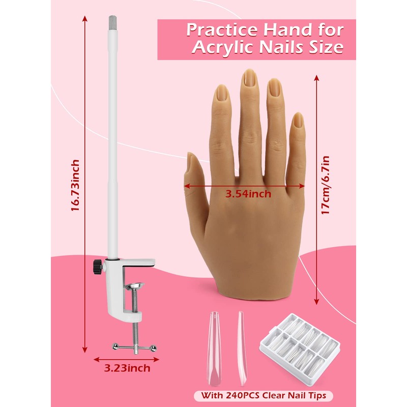 LIONVISON Practice Hand for Acrylic Nails, Silicone Nail Hand Practice,