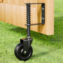 TIBEGOLD 4" Spring Loaded Gate Caster, Heavy Duty Gate Wheel for Outdoor Wooden Gate Fence, Gate Support Helper with 360° Swivel, Anti Sag Gate Kit, 220 Lbs Capacity, Black, 1 Pack