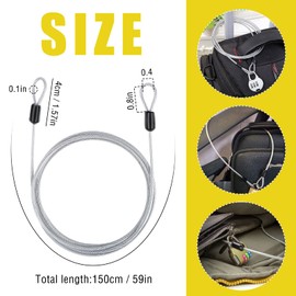 Pack of 4 Wire Rope Security Cable Lock Steel Cable with Eyelets Security Stainless Steel Cable Steel Cable Anti-Theft Rope Steel Cable with Carabiner for Garden Furniture, Bicycle (1.5 m x 2.5 mm)