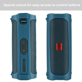 TXEsign Silicone Case Travel Carrying Pouch Protective Cover for JBL Flip 5 Waterproof Portable Bluetooth Speaker with Hand Strap(Ocean Blue)