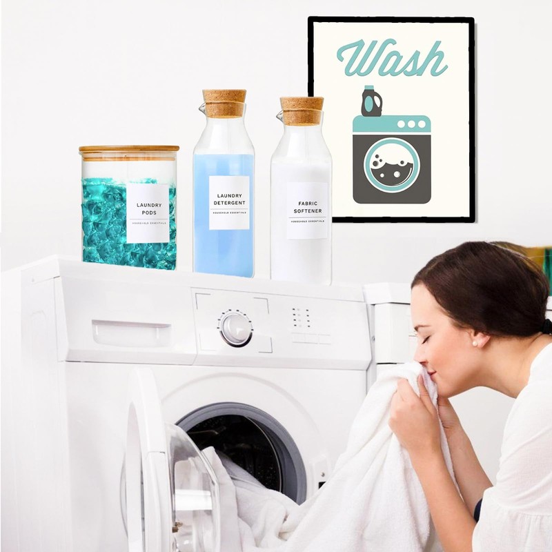 Glass Laundry Detergent Dispenser Set, Fabric Softener Dispenser, 3 Pack