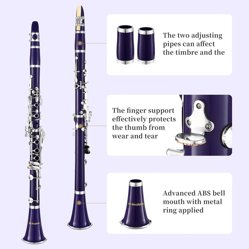 MoResolune Bb Clarinet, Nickel-Plated B Flat Clarinet for Student Beginner