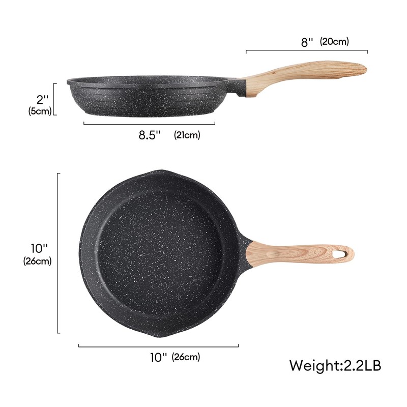 JEETEE 10 Inch Nonstick Frying Pan, Stone Coating Cookware, Nonstick