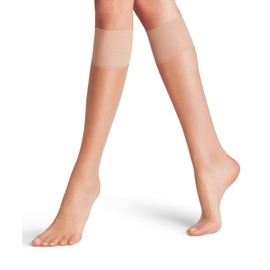 FALKE Women's Shelina 12 Denier Knee-High Socks, Light Shimmer, Casual or Dress, Ultra-Sheer Fine Transparent, Nylon, Beige (Golden 4699), 8-10.5, 1 Pair