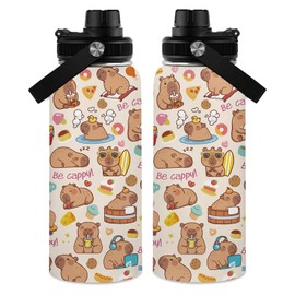 Capybara Gifts, 32 oz Insulated Water Bottle, Stainless Steel Water Bottles, Sports Travel Bottles, Cute Capybara Cups Gifts for Girls Women Capybara Lovers (1pcs)