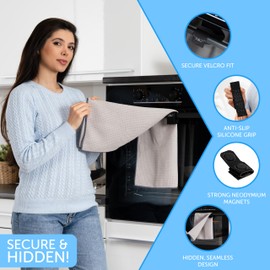 D&J Towel Rescue – Hidden Holder for Handtowels, Kitchen Linens & Dish Cloths | Keeps Fabrics Off The Floor