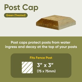 Timber Fence Post Cap for | 3x3" 75x75mm | Green | Square Posts | Pack of 5