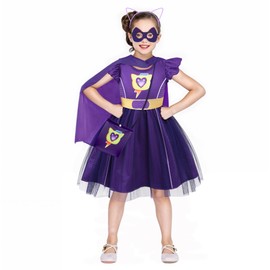 Toddler Girls Costume Tutu Dress with Cape and Mask Headband Purse for Kids Dress Up Costumes Daily School Dress Casual Outfits Girls Birthday Outfits Purple
