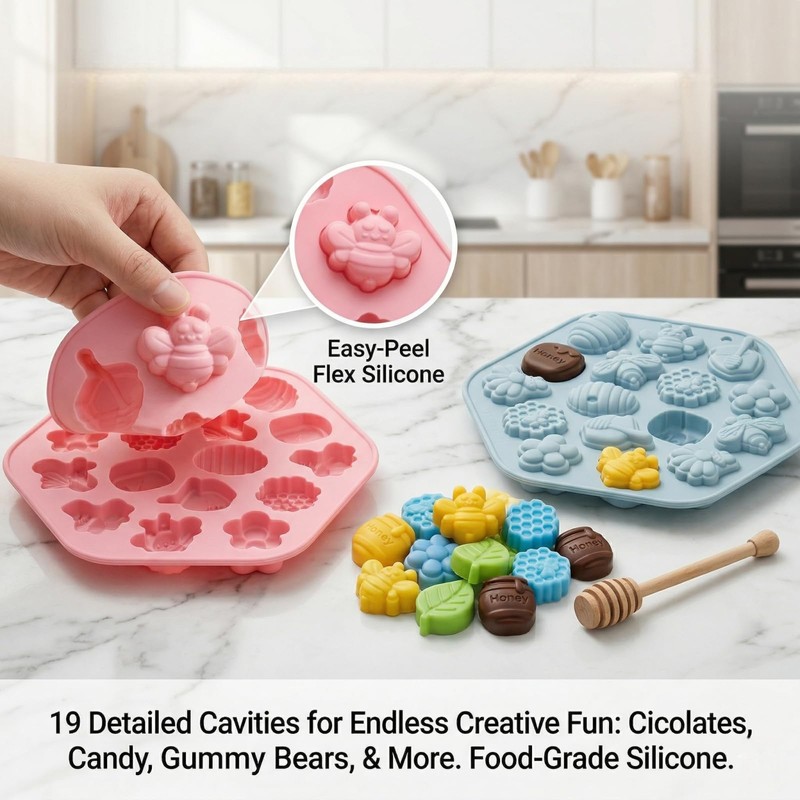 2 Pack Silicone Chocolate Molds - Honey Comb Silicone Mold,