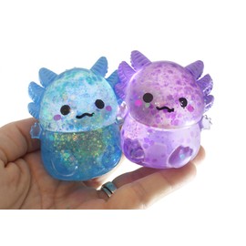 Set of 2 Axolotl Sugar Ball - Syrup Molasses Thick Glue/Gel Stretch Ball - Ultra Squishy and Moldable Slow Rise Relaxing Sensory Fidget Stress Toy Cute Adorable RANDOM COLORS (2 RANDOM Color Axolotls)