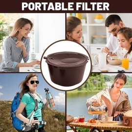 CJQRL 6 Pack Refillable Capsules Compatible with NES-presso Reusable Coffee Capsules for NES-Presso with Coffee Spoon with Brush for NES-Presso Machines, Filter, Brown