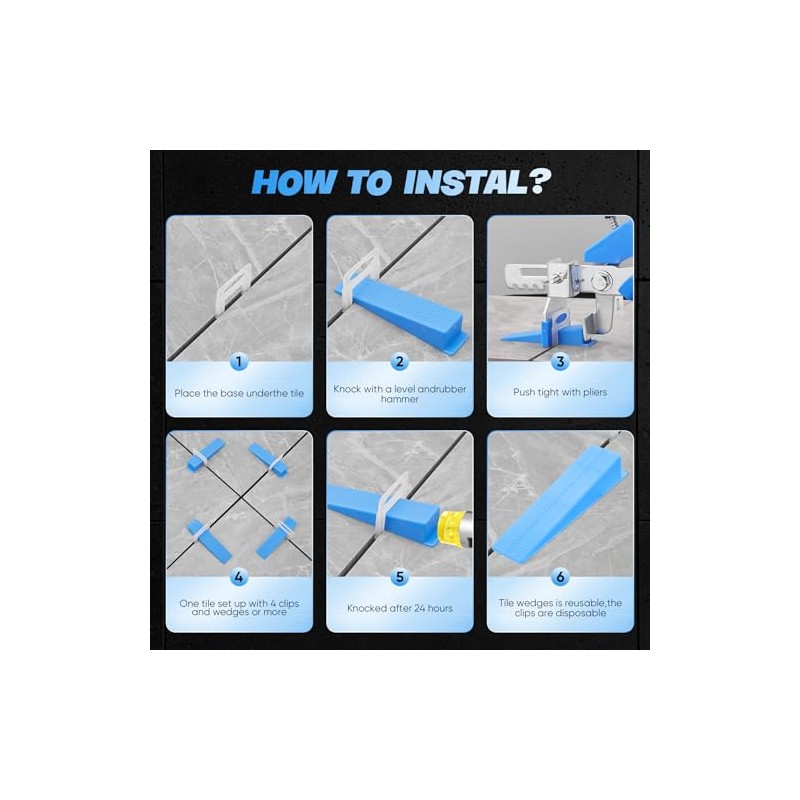 Saker Tile Leveling System 1/16 Inch with Tile Plier, 500pcs
