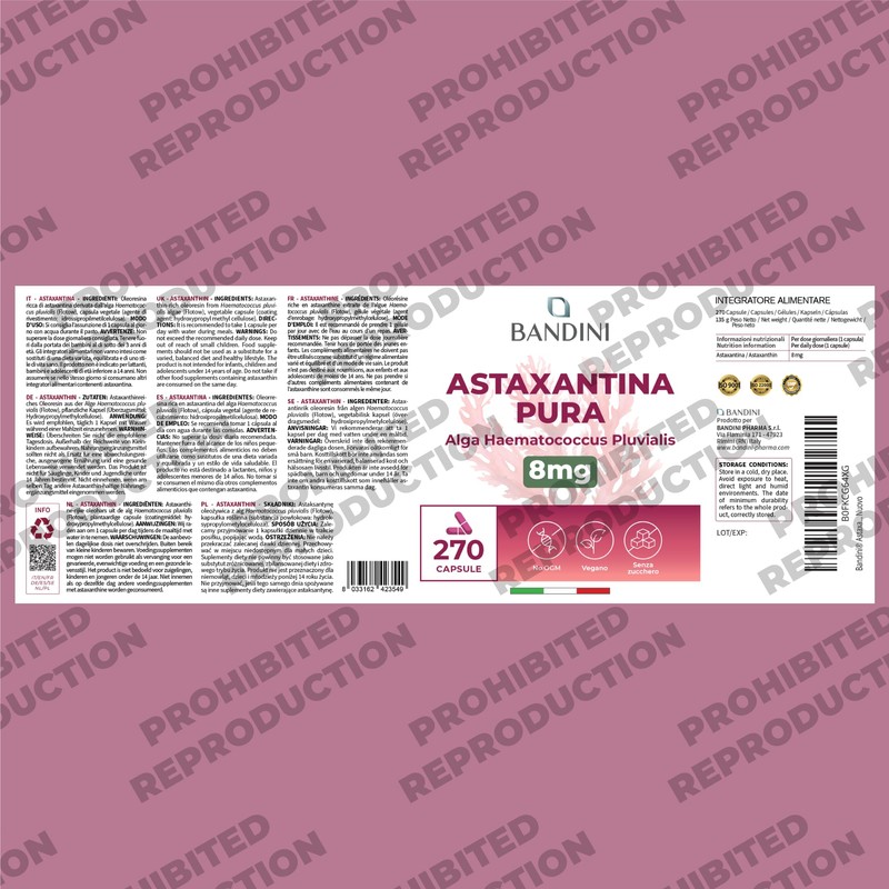 Bandini® Astaxanthin 270 Capsules for 9-Month Supply | 100% Pure,