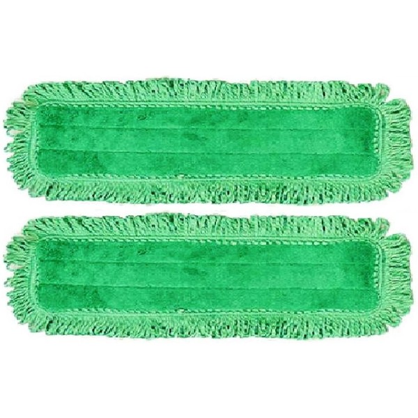 Real Clean 18 Inch Green Fringe Microfiber Dust Mop Pads (Pack of 2)