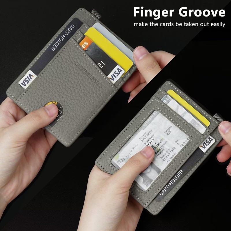 GADIEMKENSD Card Holder RFID Blocking Genuine Leather Slim Card Wallets,