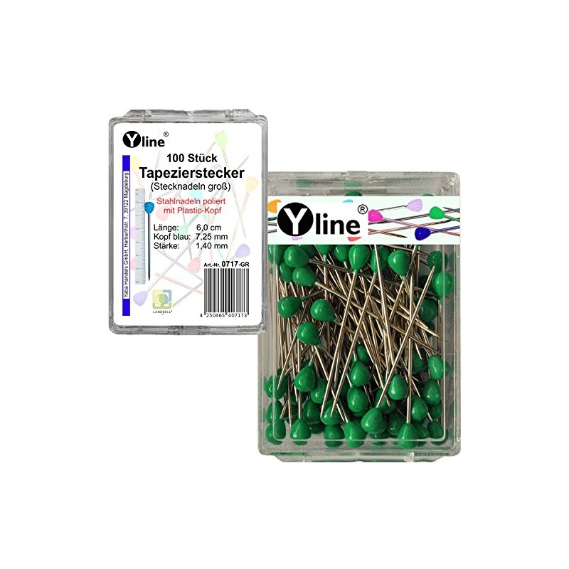 0717-GR Decorative Pins with Plastic Head Green Approx. 60 mm