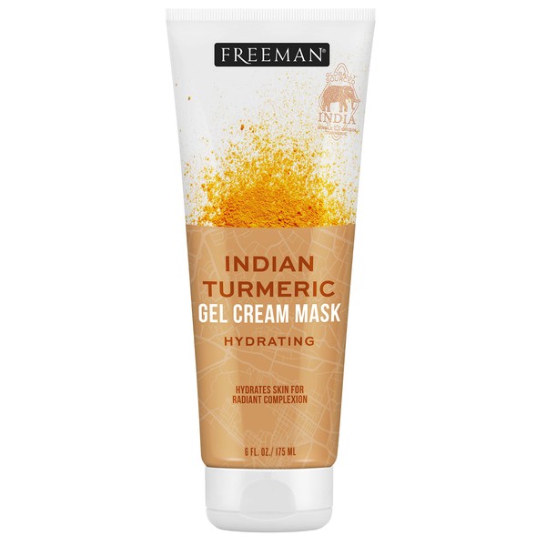 Freeman Exotic Blends Indian Turmeric Gel Cream Facial Mask, Hydrating and Moisturizing, For Radiant Complexion, 1 Count, 6 fl oz/175 mL Tube