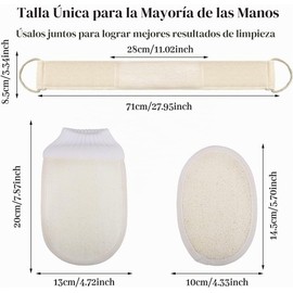 3 Pcs Esponja de Lufa, Esponja Natural de Baño, Juego de Esponjas para Baño con Estropajo para Espalda y 2 Esponjas de Lufa Suave, Limpieza Profunda y Duradera para Hombres y Mujeres