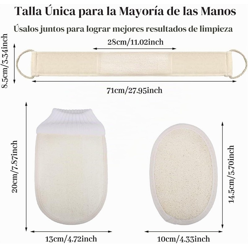 3 Pcs Esponja de Lufa, Esponja Natural de Baño, Juego