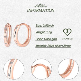 MOOFUN Mehrfish Earrings Silver 925 Hoop Earrings Size 14 mm Earring Women's Earrings with Zirconia Earrings Hoop Earrings for Mum Girlfriend Teenager Girls Sister Women Gift Birthday Gift, Sterling