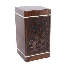 HIND HANDICRAFTS Handcrafted Floral Engraved Wooden Urns for Human Ashes Adult Large - Cremation Urn for Ashes - Burial Urn for Columbarium - Funeral Urn Box (Rosewood, Large)