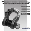 AUTMATCH D Ring Shackles 3/4" Mega Shackle (2 Pack) 68,000Ibs