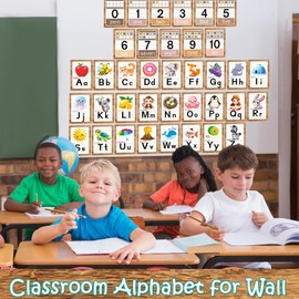 Alphabet Letters for Wall - ABC Alphabet Poster Classroom Wall Alphabet Alphabet Wall Chart Kindergarten Elementary Classroom Wall Decor Daycare Homeschool Supplies (Brown)