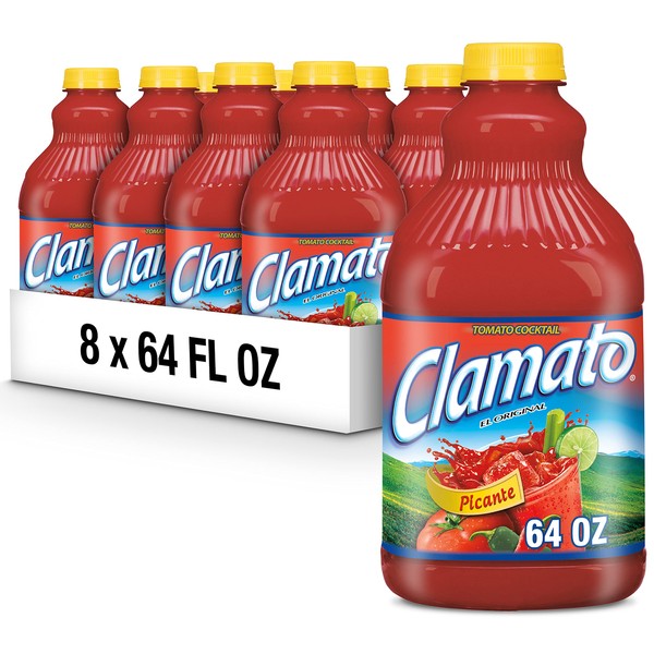 Clamato Picante Tomato Cocktail, 64 fl oz bottles (Pack of 8)