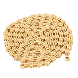 10 Speed Chain, 1/2 Inch x 11/128 Inch Chain, Hollowed Design, Removable, for Road Bike, Gold