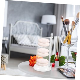 KONTONTY Portable Rotatable Makeup Sponge Holder Cosmetic Organizer for Travel and Home Use for Storing Beauty Eggs and Cotton Pads